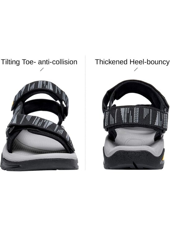 Men\'s Black And Grey Arch Support Open Toe Waterproof Hiking Sport Sandal Shoes main image 5